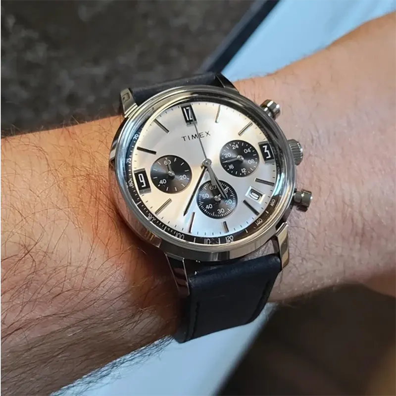 Timex Marlin® Chronograph Tachymeter Leather Men's Watch- TW2W10300